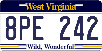 WV license plate 8PE242
