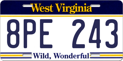 WV license plate 8PE243