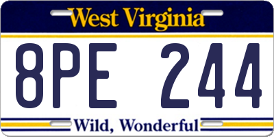 WV license plate 8PE244