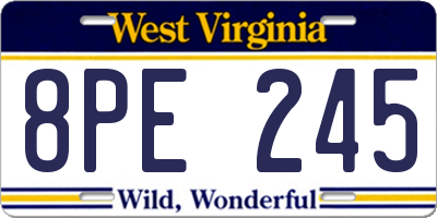 WV license plate 8PE245