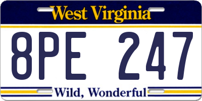 WV license plate 8PE247