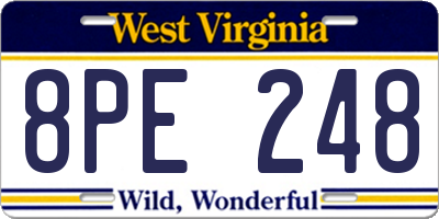 WV license plate 8PE248