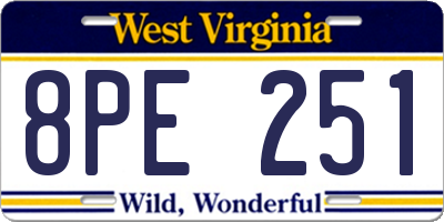 WV license plate 8PE251