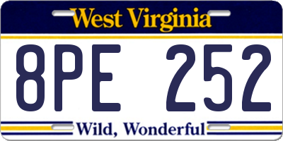 WV license plate 8PE252