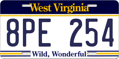 WV license plate 8PE254