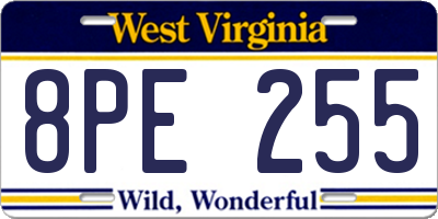 WV license plate 8PE255