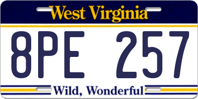 WV license plate 8PE257