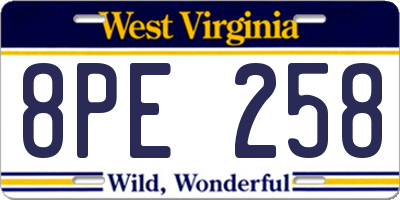 WV license plate 8PE258