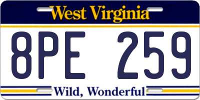 WV license plate 8PE259
