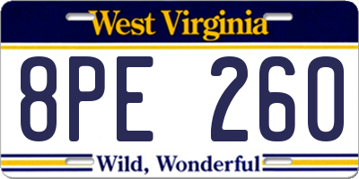 WV license plate 8PE260