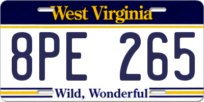 WV license plate 8PE265