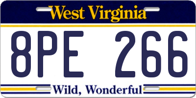 WV license plate 8PE266