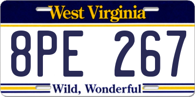 WV license plate 8PE267