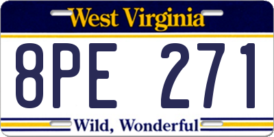 WV license plate 8PE271