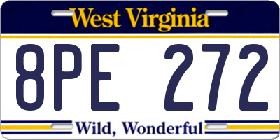 WV license plate 8PE272