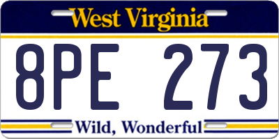 WV license plate 8PE273