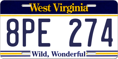 WV license plate 8PE274