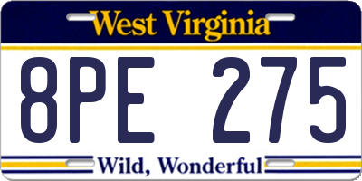 WV license plate 8PE275