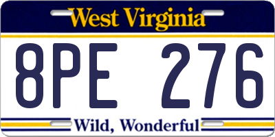 WV license plate 8PE276