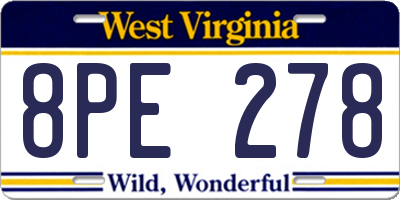 WV license plate 8PE278