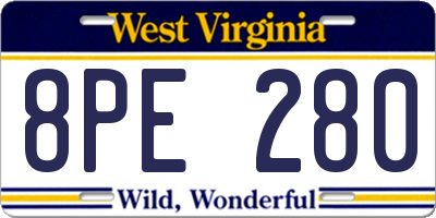 WV license plate 8PE280