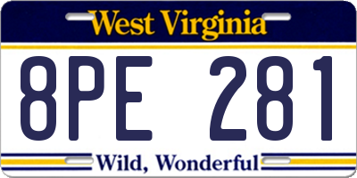 WV license plate 8PE281