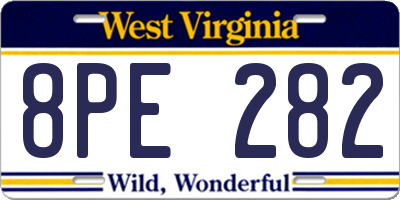 WV license plate 8PE282