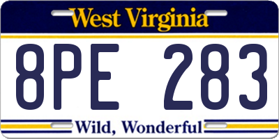 WV license plate 8PE283