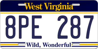 WV license plate 8PE287