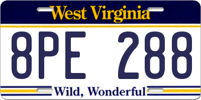 WV license plate 8PE288