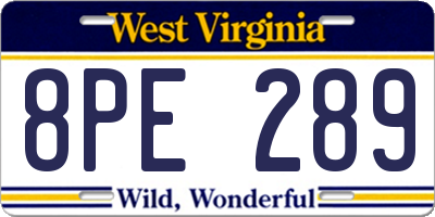 WV license plate 8PE289