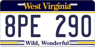 WV license plate 8PE290