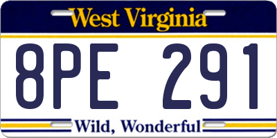 WV license plate 8PE291