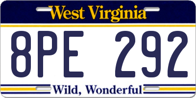 WV license plate 8PE292