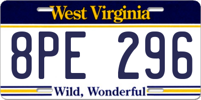 WV license plate 8PE296
