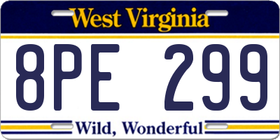 WV license plate 8PE299