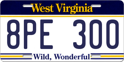 WV license plate 8PE300
