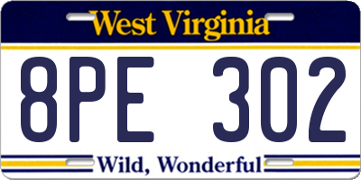 WV license plate 8PE302