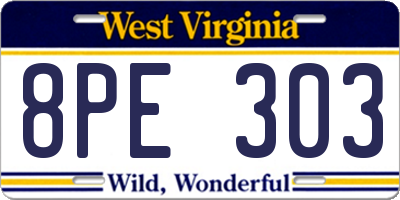 WV license plate 8PE303