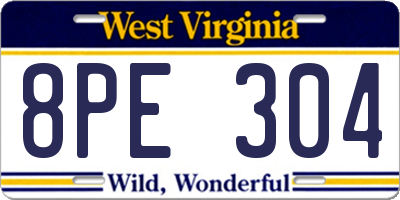 WV license plate 8PE304