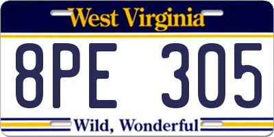 WV license plate 8PE305