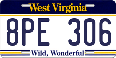WV license plate 8PE306