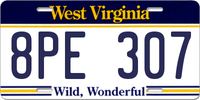 WV license plate 8PE307