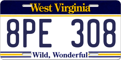 WV license plate 8PE308