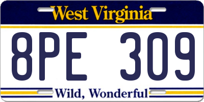WV license plate 8PE309