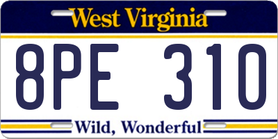 WV license plate 8PE310