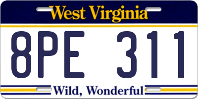 WV license plate 8PE311