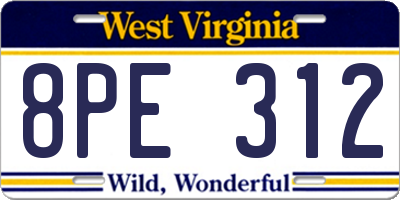 WV license plate 8PE312