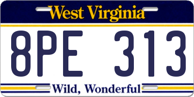 WV license plate 8PE313