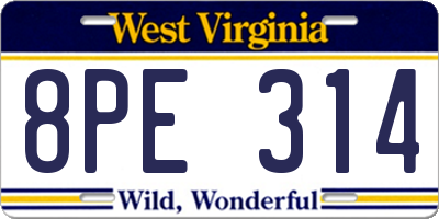 WV license plate 8PE314